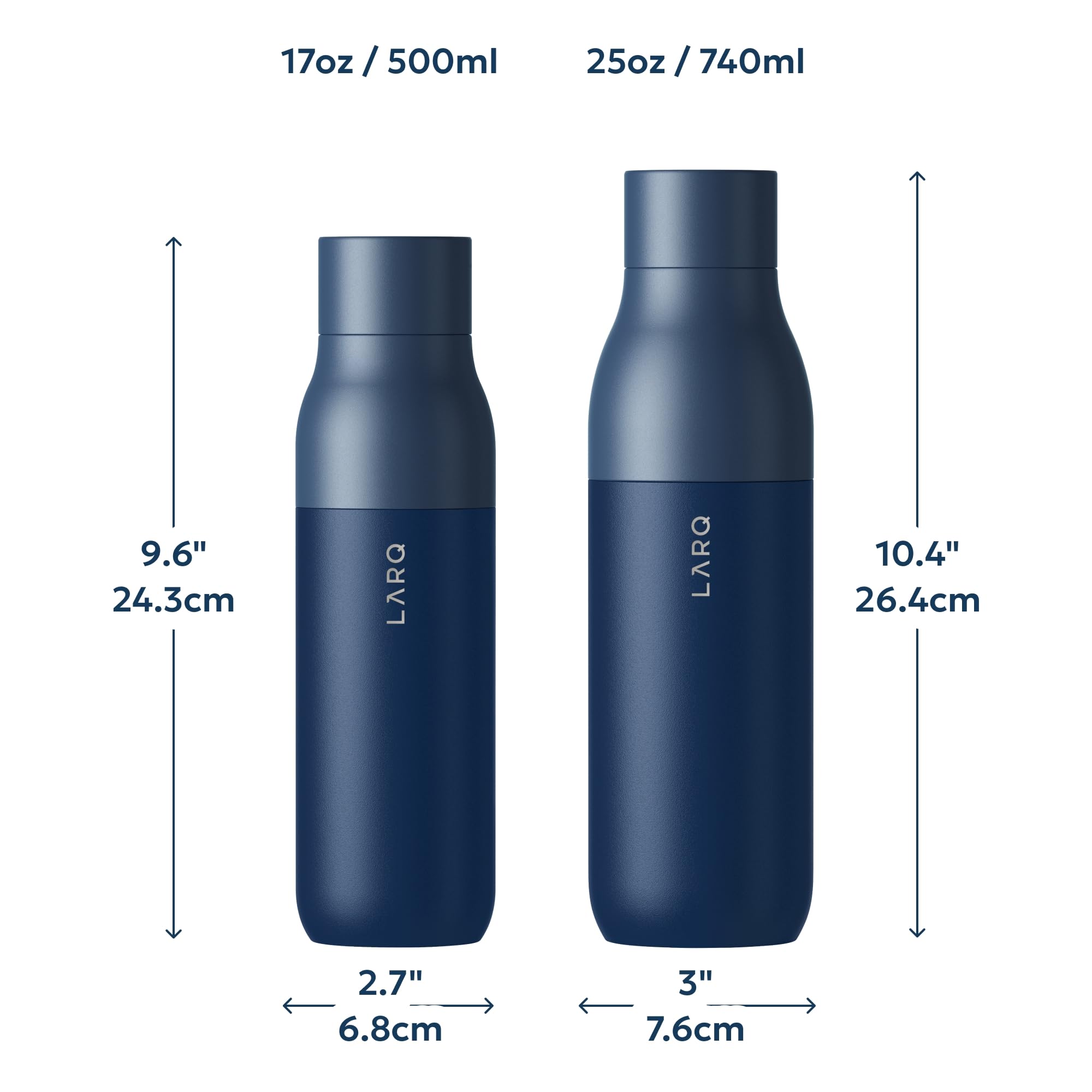 LARQ Bottle PureVis 17 oz - Self-Cleaning and Insulated Stainless Steel Water Bottle with UV Water Purifier and Award-winning Design | Reusable & Travel Friendly, Monaco Blue - Image 8