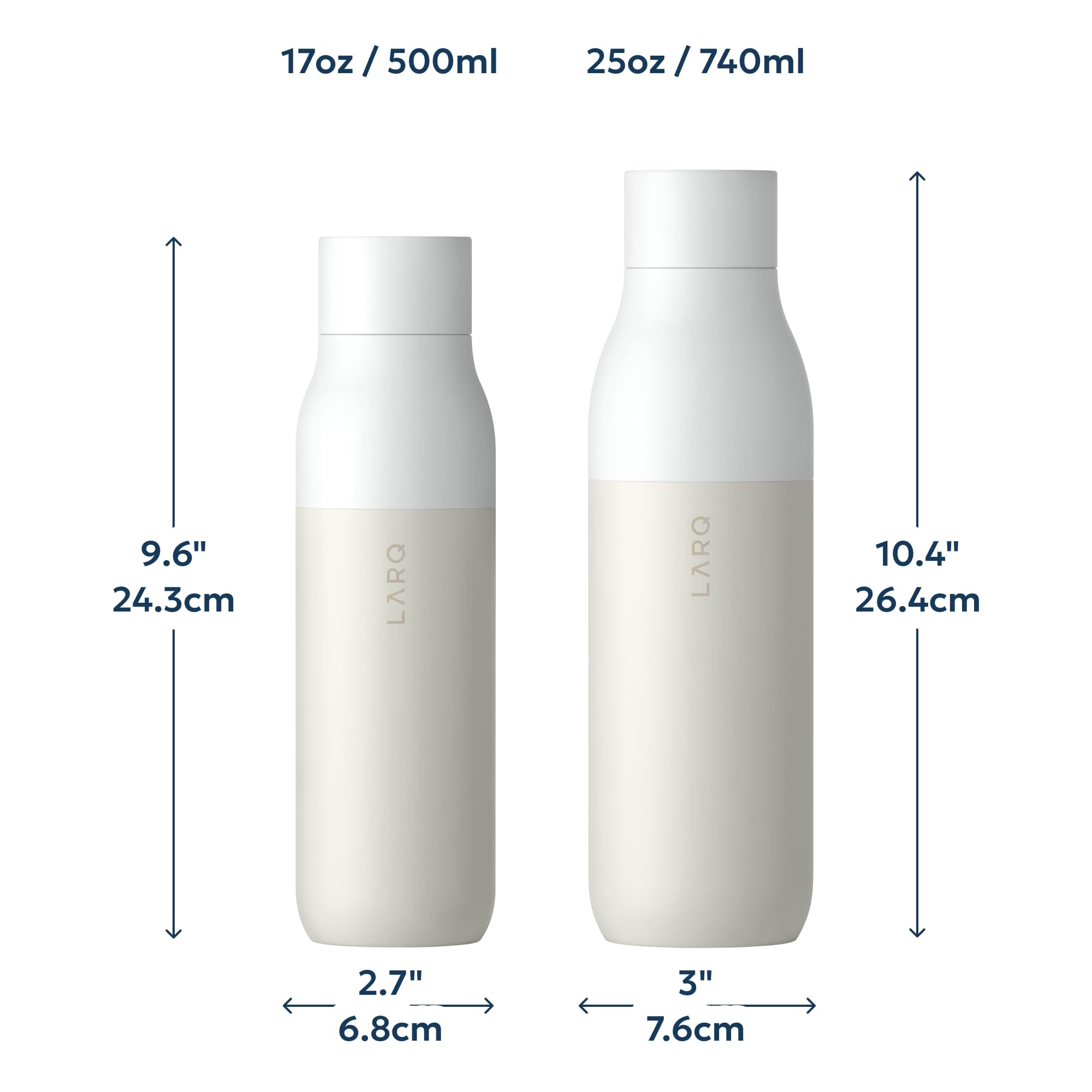 LARQ Bottle PureVis 17 oz - Self-Cleaning and Insulated Stainless Steel Water Bottle with UV Water Purifier and Award-winning Design | Reusable & Travel Friendly, 1-Year Warranty, Granite White - Image 8