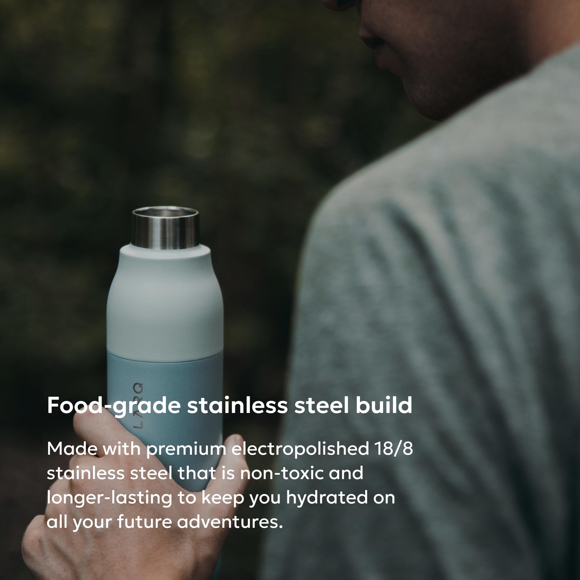 LARQ Bottle Twist Top 17 oz - Insulated Stainless Steel Water Bottle | BPA Free | Reusable Water Bottle for Camping, Office, and Travel | Keep Drinks Cold and Hot, Seaside Mint - Image 3