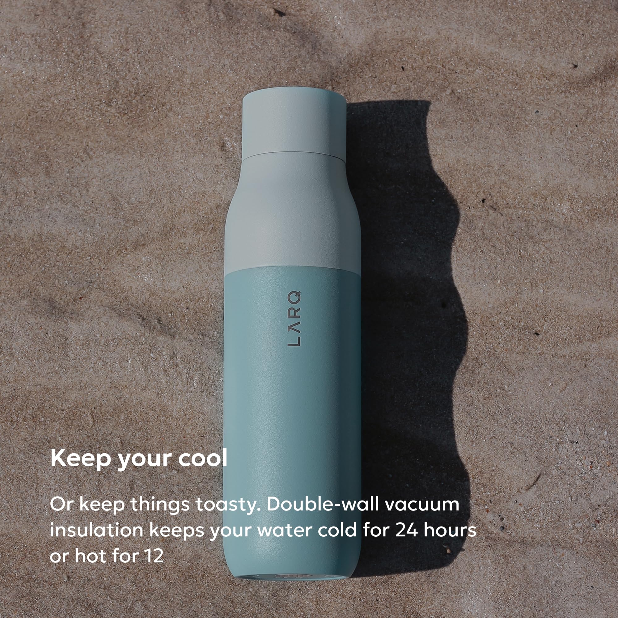 LARQ Bottle Twist Top 17 oz - Insulated Stainless Steel Water Bottle | BPA Free | Reusable Water Bottle for Camping, Office, and Travel | Keep Drinks Cold and Hot, Seaside Mint - Image 4