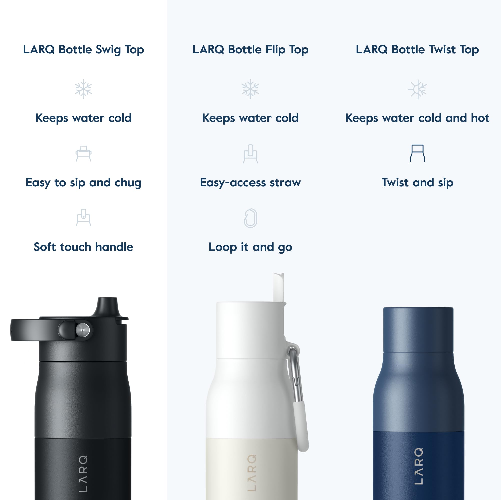 LARQ Holiday Bundle Set - 2x Pack Bottles Swig Top 34oz + Twist Top 25oz, Insulated, Travel Friendly - Image 4