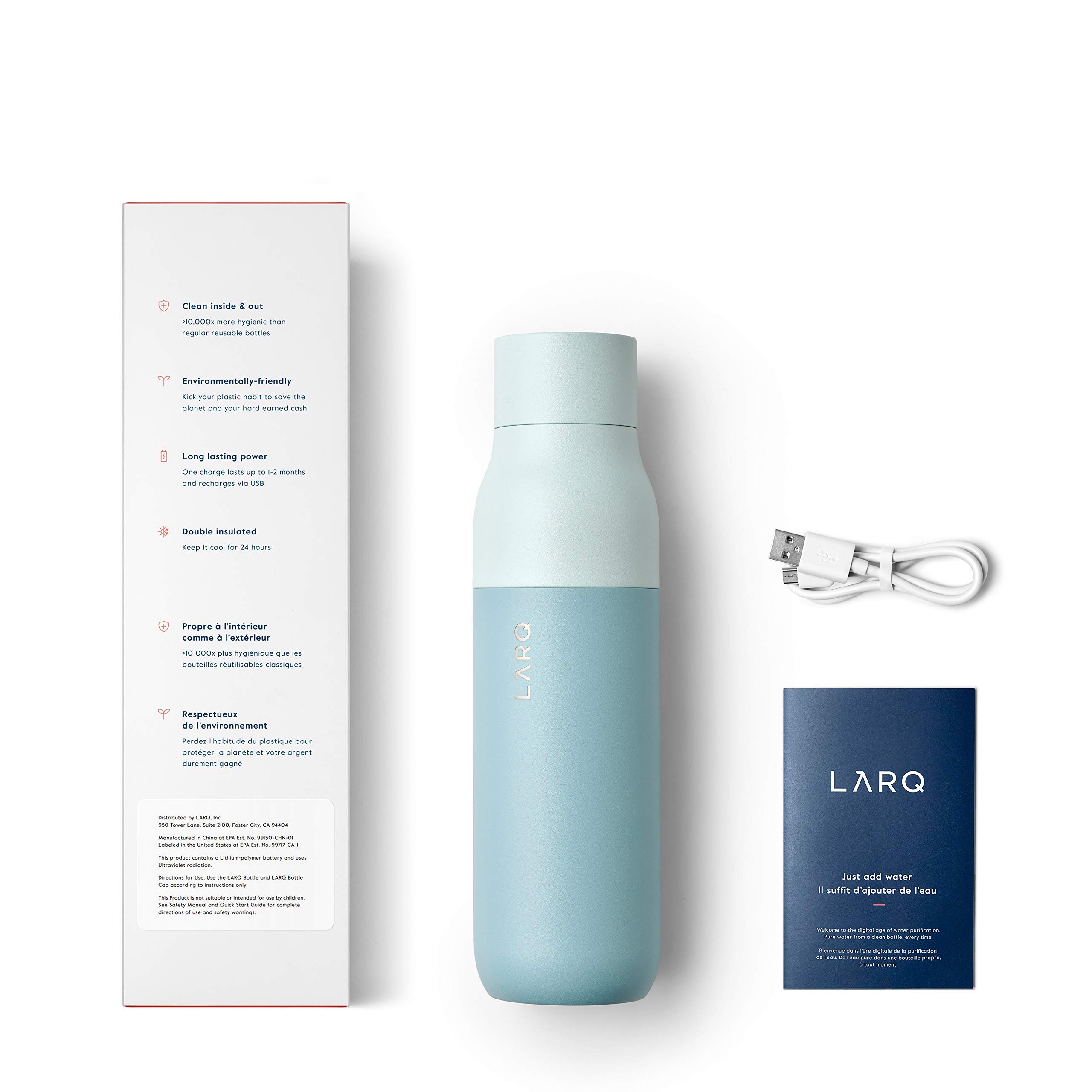 LARQ Holiday Bundle Set Bottle PureVis, Self-Cleaning Water Bottle 17oz | Reusable Bottles, Travel Friendly, BPA free - Image 3