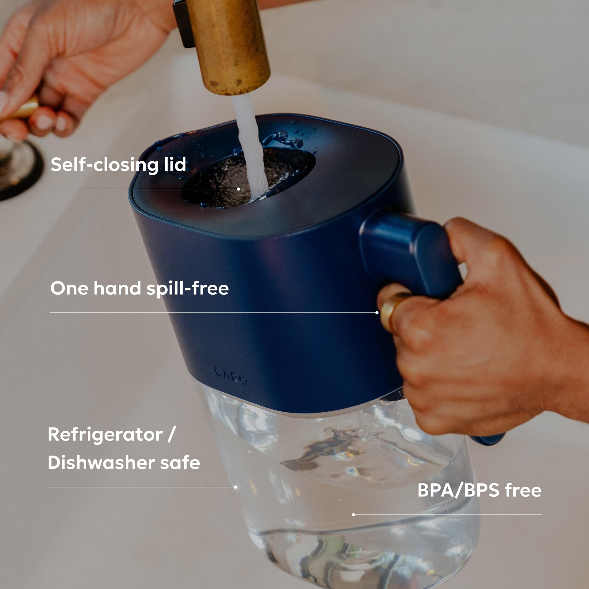 LARQ Water Filter Pitcher 1.9L (8-Cup) – Nano Zero Filter Removes Chlorine, Lead, PFAS & More – Monaco Blue - Image 3