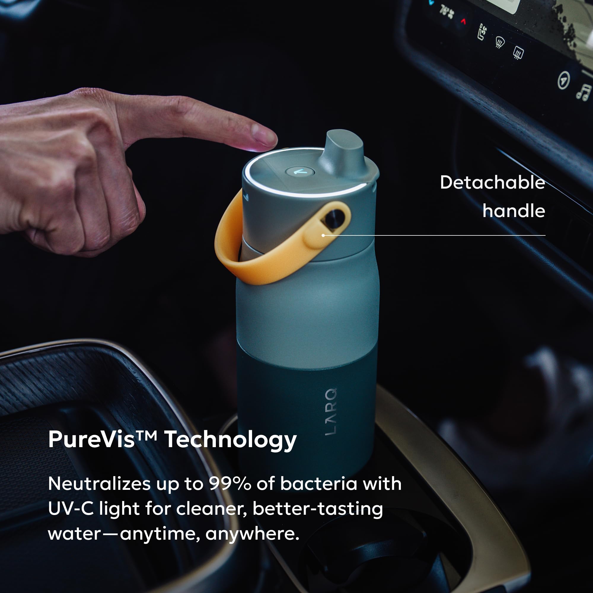 LARQ PureVis 2 Self Cleaning Water Bottle - UV Water Purifier with Filter Straw, Smart App Hydration Tracking, Insulated Stainless Steel - Image 3