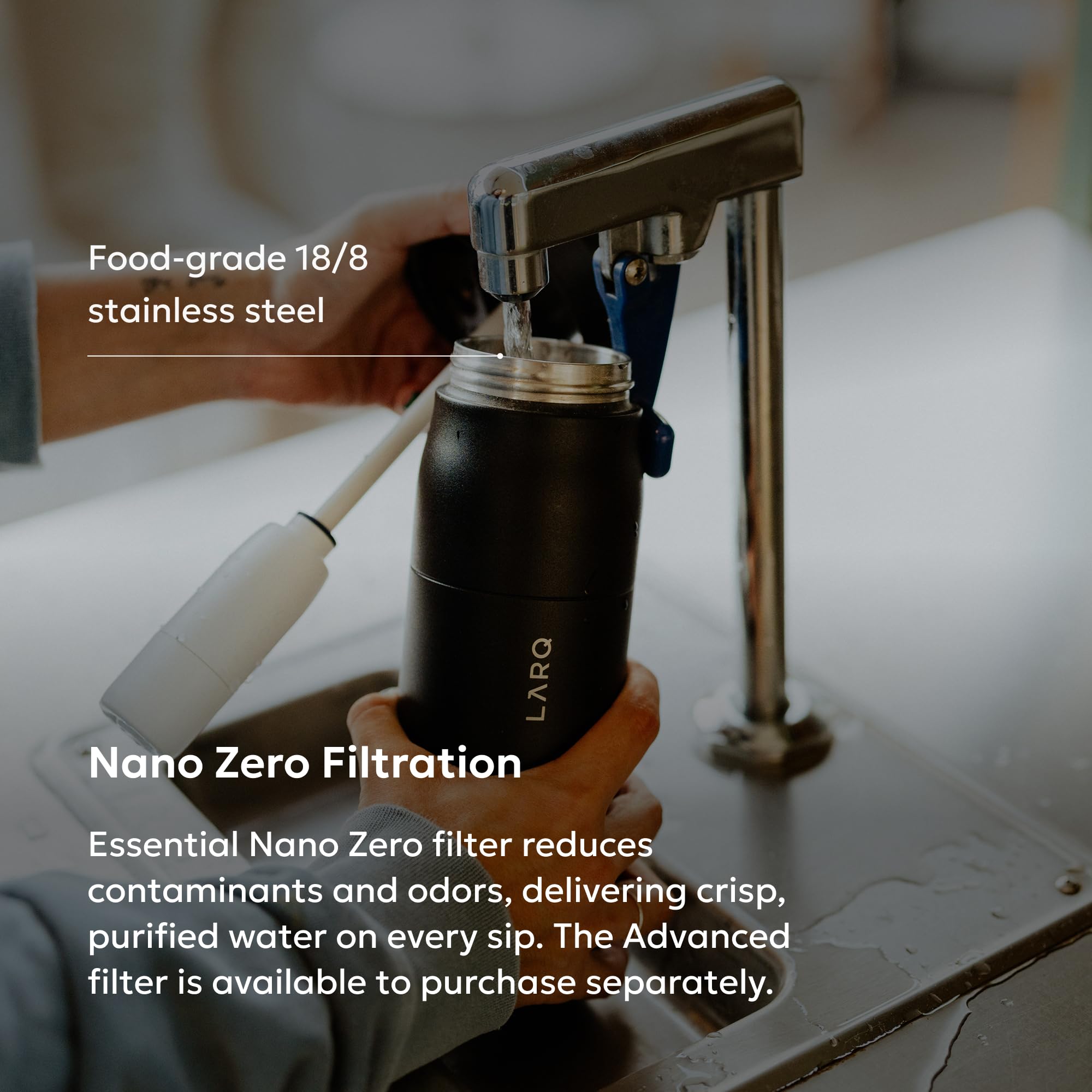 LARQ PureVis 2 Self Cleaning Water Bottle - UV Water Purifier with Filter Straw, Smart App Hydration Tracking, Insulated Stainless Steel - Image 4