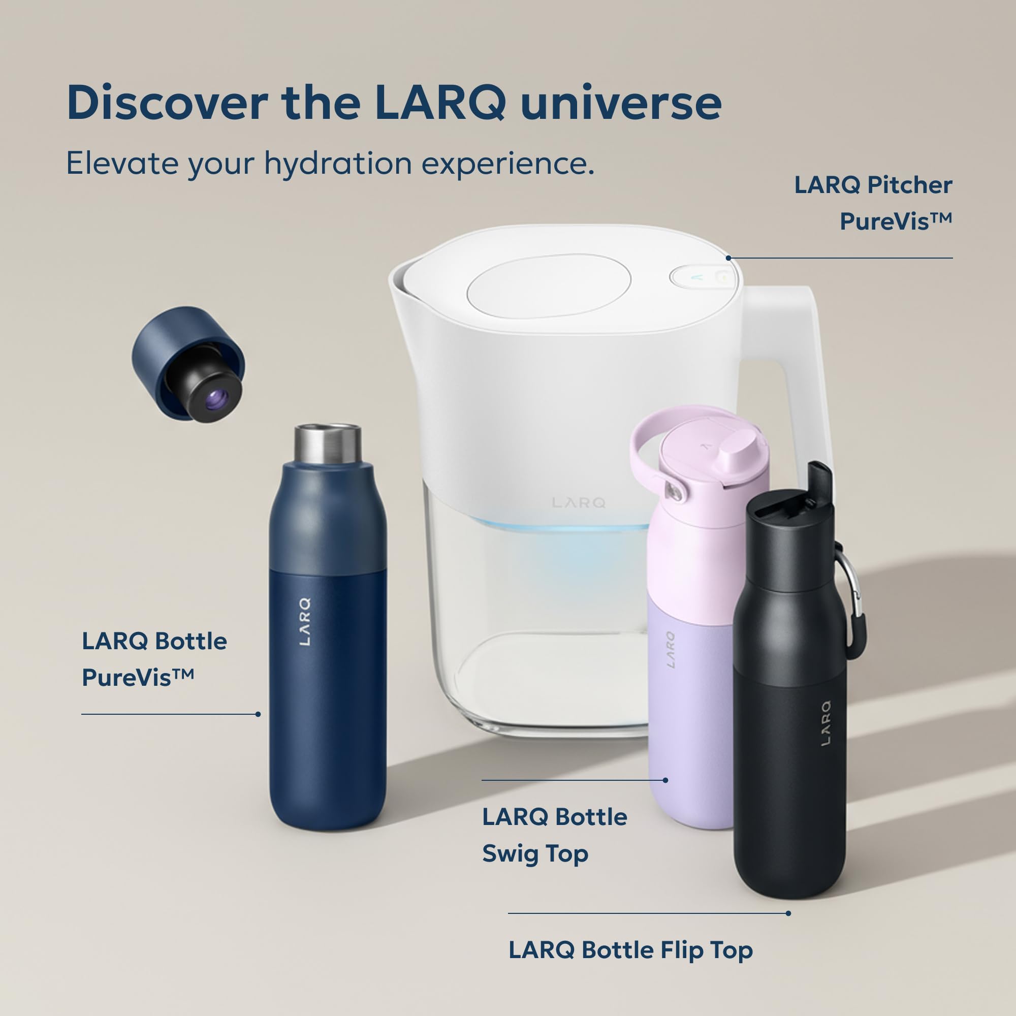 LARQ PureVis 2 Self Cleaning Water Bottle - UV Water Purifier with Filter Straw, Smart App Hydration Tracking, Insulated Stainless Steel - Image 8