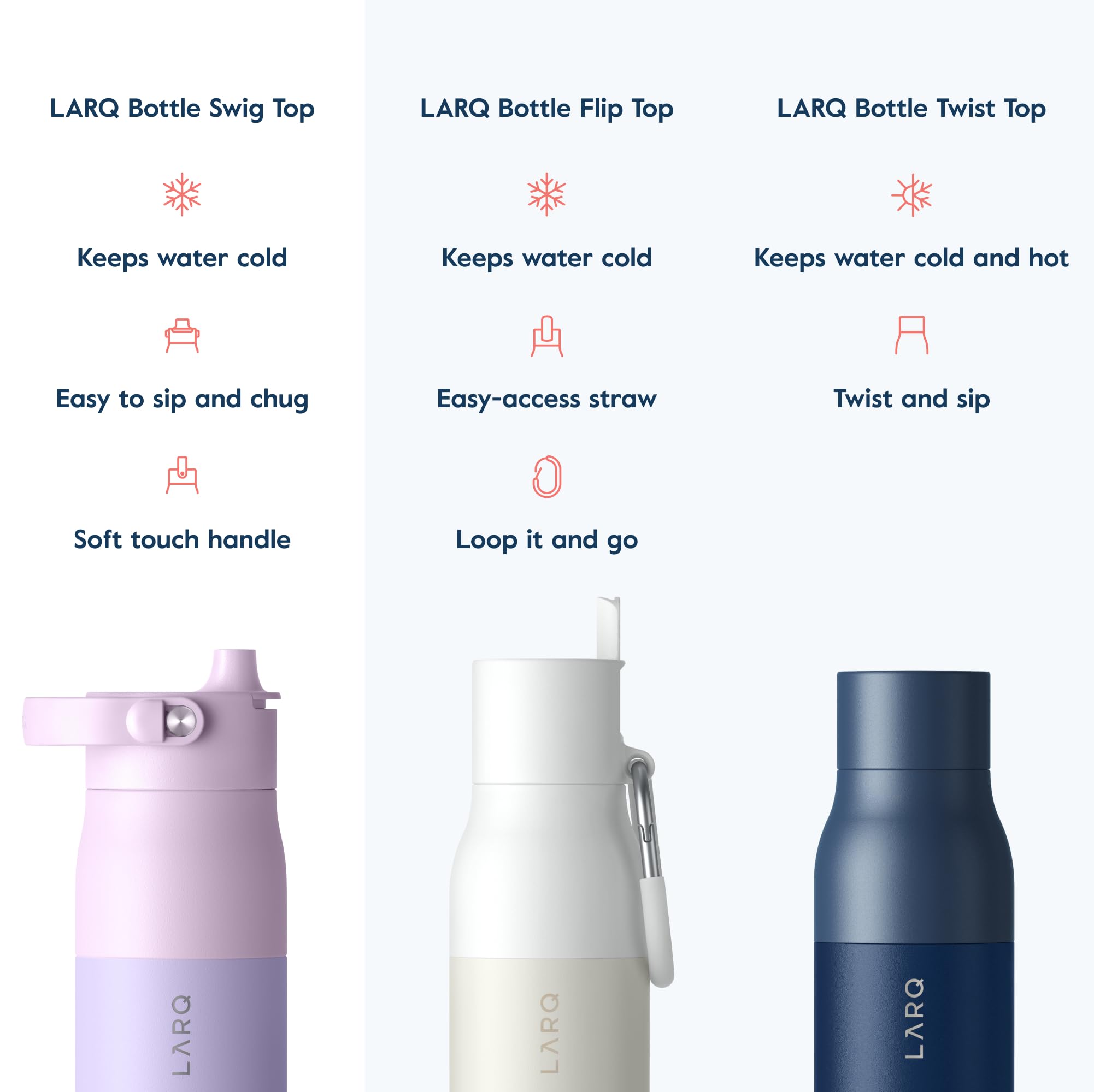 LARQ Twice as Nice Set Bottle Swig Top 23oz, Granite White & Luberon Lavender - Image 6