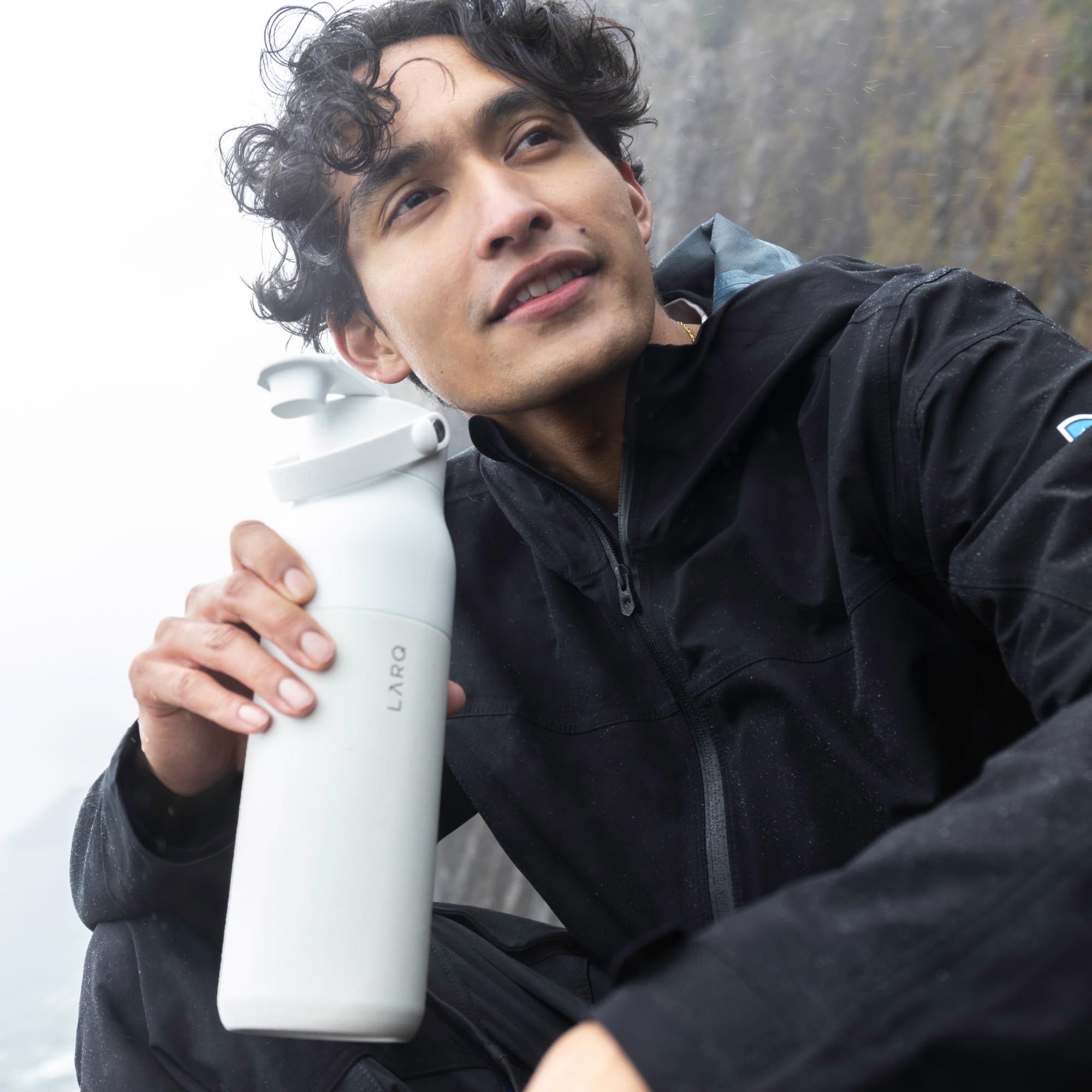 LARQ Twice as Nice Set Bottle Swig Top 34oz - Insulated Stainless Steel Water Bottle With Built-In Silicone Handle, Granite White & Luberon Lavender - Image 5